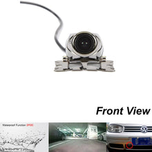 Car Front Bumper Camera Blind Spot Free, Stainless Chrome Silver Metal Shell, High Definition with No Parking Guide Lines, Wide Viewing Angle Non-Mirror Image Forward View - Free 6M 20FT Wiring Cables
