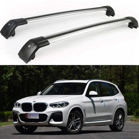 N/D Crossbars Roof Racks Aluminum Alloy Crossbars Top Roof Luggage Rack Rails Fit for BMW X3 G01 2018 2019 2020 Silver