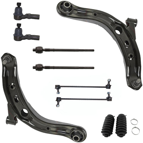 Detroit Axle - 10pc Front Lower Control Arms w/Ball Joint Assembly, Sway Bars, Inner & Outer Tie Rods w/Rack and Pinion Boot Kit for 2001-2006 Mazda MPV Built After (8/00 Prodution Date)