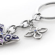 Baron-Jewelry Butterfly Key Chain Beautifully Embellished with Clear Swarovski Crystals - Blue/Green and Black