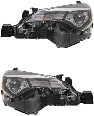 BROCK Pair Set Headlights Headlamp w/Integrated LED Daytime Running Lights Replacement for 17-19 Toyota Corolla 8115002M70 8111002M70