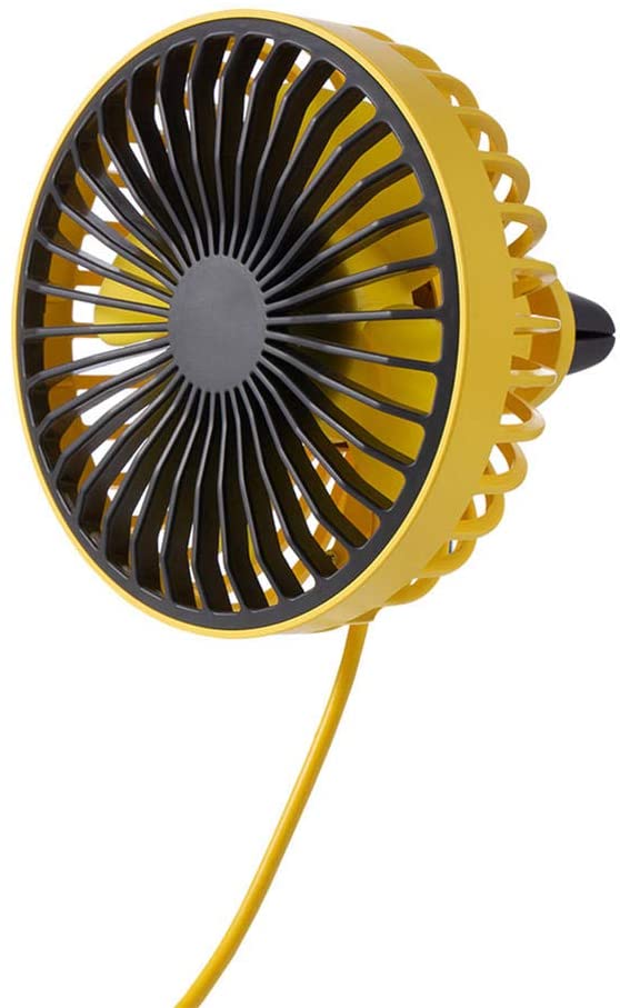 KLSAMNM Portable Car Fan Air Outlet Vent Mini Blade Fan Electric Cooler for Dashboard Air Vent Decorative Fan 3 Speeds ABS DC5V (Yellow)