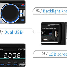 Multimedia Car Stereo – Single Din LCD, BT Audio and Calling, Built-in Microphone,FM Radio Receiver, MP3 Player, WMA, USB, Auxiliary Input, Wireless Remote Control