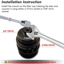 Apeixoto Oil Filter Wrench Cap Removal Tool Fits 64mm Cartridge Housing for Camry Rav4 Highlander Sienna Tundra with 2.5L-5.7L Engine