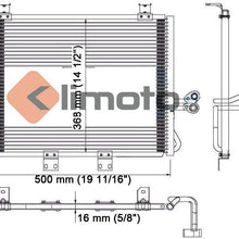 Klimoto Condenser | fits Jeep TJ & Wrangler 2000-2006 2.4L 2.5L L5 4.0L L6 | Replaces 55037512AA 55037512AB
