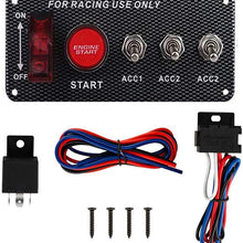 Ignition Switch Panel 12V Racing Car Engine Start Push Button Switch Panel Carbon Fiber LED Toggle Switches for Race Car RV Truck 5 in 1