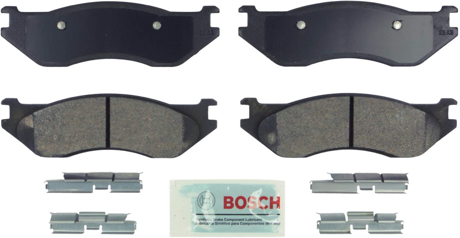 Bosch BE966H Blue Disc Brake Pad Set with Hardware for Select Dodge Durango SUVs and Ram 1500 Vans - FRONT