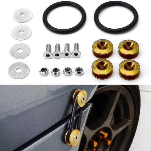 iJDMTOY Universal Fit Gold Finish JDM Quick Release Fastener Kit Compatible With Car Bumper Trunk Fender Hatch Lid