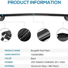 BougeRV Car Cross Bars for 2011-2020 Jeep Grand Cherokee with Side Rails+ Rooftop Cargo Carrier Bag with Protective Mat Waterproof 15 Cubic Feet
