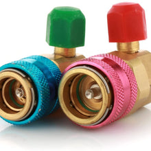 Flexzion Car AC R134a Quick Connectors System Port Adapters Couplers Low High Set Conversion Kit for HVAC Auto Air Conditioning with Manifold Hose Gauge