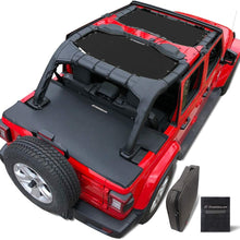 Shadeidea Jeep Wrangler SunShade JL Unlimited 4 Door Front & Rear 2 piece-Black Mesh Screen Sun shade JLU Top Cover UV Blocker with Pouch 2018+ New Model- 10 Years Warranty