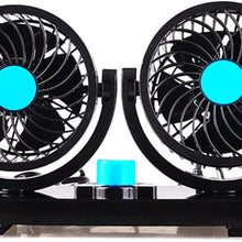 TUTU-C 12V 24V Mini Electric Car Fan Low Noise Summer Car Air Conditioner 360 Degree Rotating 2 Gears Adjustable Car Fan Air Cooling Fan (12V)