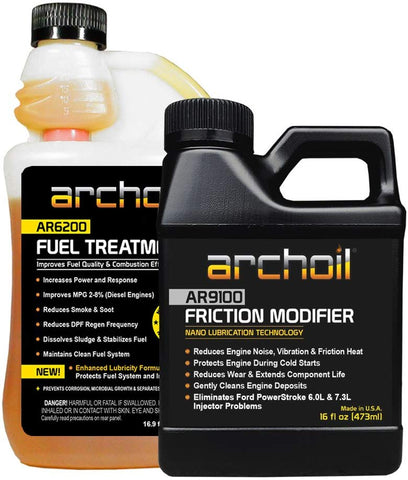 Archoil Performance Kit P-1 for All Vehicles - 16oz AR9100 Friction Modifier + 16oz AR6200 Fuel Treatment