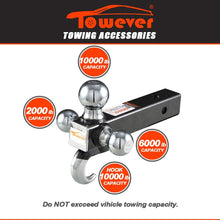 Towever 84180P 2 inches Class III/IV Trailer Hitch Tri Ball Mount with Hook (Hollow Shank Tow Hitch, Black&Chrome) Pin and Clip Included
