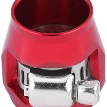Universal Car Oil Fuel Hose End Clamp Finisher, Aluminum Car Oil Fuel Hose Finisher Water Line Clip Hose Connectors(AN4 12mm Red)