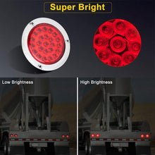 LIMICAR 4" Round LED Trailer Tail Light 2PCS 24 LED Stop Turn Signal Brake Marker Running Lights w/Chrome Bezels for Trucks Trailer RV Boat Waterproof