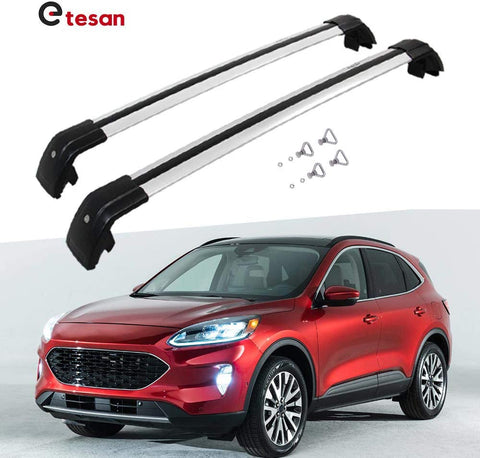 2 Pieces Cross Bars Fit for Ford Kuga 2020 2021 Silver Cargo Baggage Luggage Roof Rack Crossbars