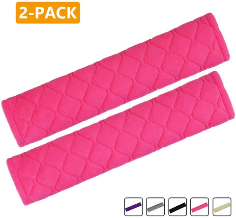 MIRKOO Car Seat Belt Cover Pad, 2-Pack Soft Car Safety Seat Belt Strap Shoulder Pad for Adults and Children, Suitable for Car Seat Belt, Backpack, Shoulder Bag, Laptop Computer Bag (Pink)