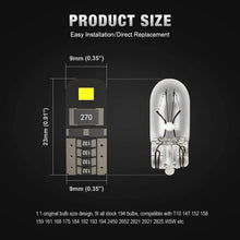 KAFEEK 20x T10 Wedge 194 168 2825 W5W LED Bulbs, Super Bright 2-2835 Chipset, CAN-Bus Error Free, Interior Lights, License Plate Dome Map Door Courtesy Park Lights,Xenon White