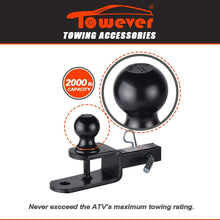 Towever 84031 ATV Hitch Ball Mount 2 inch Ball with 1-1/4 inch Solid Shank, with 1/2 inch Pin & Clip, Rated 2000 lbs