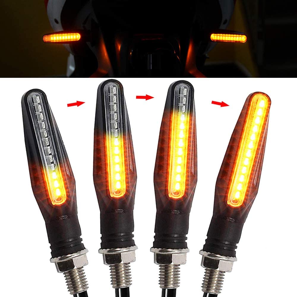 Motorcycle Indicators, Flowing Turn Signal Lights Universal 335SMD Side Turning Indicators 12V 12 LEDs Waterproof Bulbs for Motorcycle Motorbike Scooter Quad Cruiser Off Road,High Brightness (4PCS )