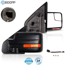 ECCPP Towing Mirrors Replacement fit for 2004-2014 for Ford F150 Truck Rear View Mirrors with Manual Folding Turn Signal Lights Power Heated Back Reflector