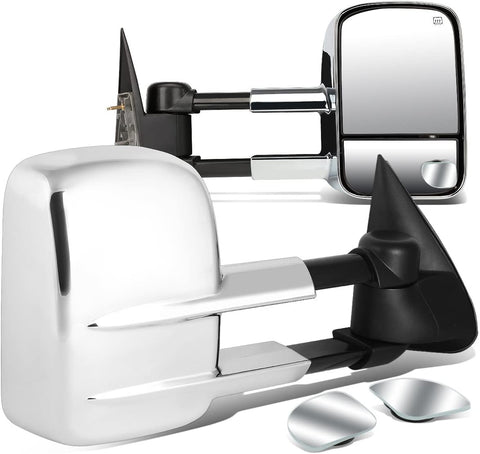 DNA Motoring TWM-021-T111-CH+DM-074 Pair of Towing Side Mirrors + Blind Spot Mirrors