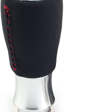 Thruifo Leather Gear Shift Knob 5 Speed, Manual Auto Car 5-Lever Stick Shifter Head Fit Most MT Vehicles, Red Stitched
