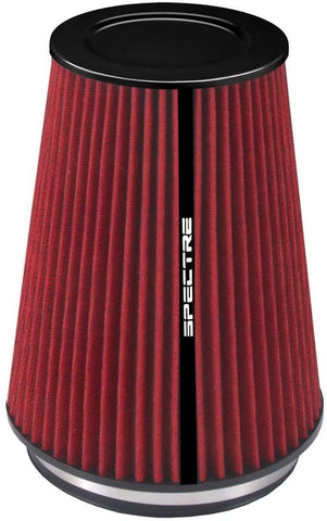 Spectre Universal Clamp-On Air Filter: High Performance, Washable Filter: Round Tapered; 6 in (152 mm) Flange ID; 10.25 in (260 mm) Height; 7.719 in (196 mm) Base; 5.219 in (133 mm) Top, SPE-HPR0881