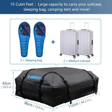 Tchipie Car Rooftop Cargo Carrier Bag, SUV Roof Top Luggage Carrier, Fit for All Vechicles with/Without Rack, Upgraded Waterproof Zipper, Anti-Tear Coated PVC, 15 Cubic Feet