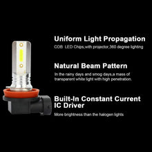 cciyu White 6000k H11 H8 H16 LED Bulbs COB LED Bulbs Replacement for Fog Light,2Pack