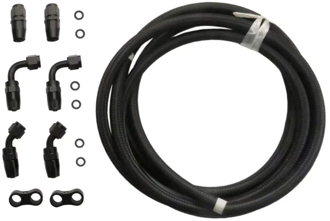 Braided 3/8 Fuel Line 6AN Oil/Gas/Fuel Hose End Fitting Hose Separator Clamp Kit for Oil Fuel Line Repair Projects