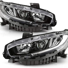 For 2016-2020 Honda Civic Halogen Model Black Housing Projector Headlights Headlamps Assembly Replacement Pair, Driver & Passenger Side