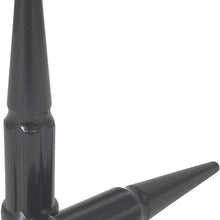 20 Pc Spiked Solid Metal Lug Nuts M12x1.50 Thread 4.4" Tall Closed End Bulge Acorn Spike Lug Nut 1 Long Socket Key Black Finish for Aftermarket Wheels Only