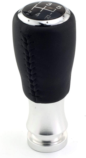 Thruifo Leather Gear Shift Knob 5 Speed, Manual Auto Car 5-Lever Stick Shifter Head Fit Most MT Vehicles, Red Stitched