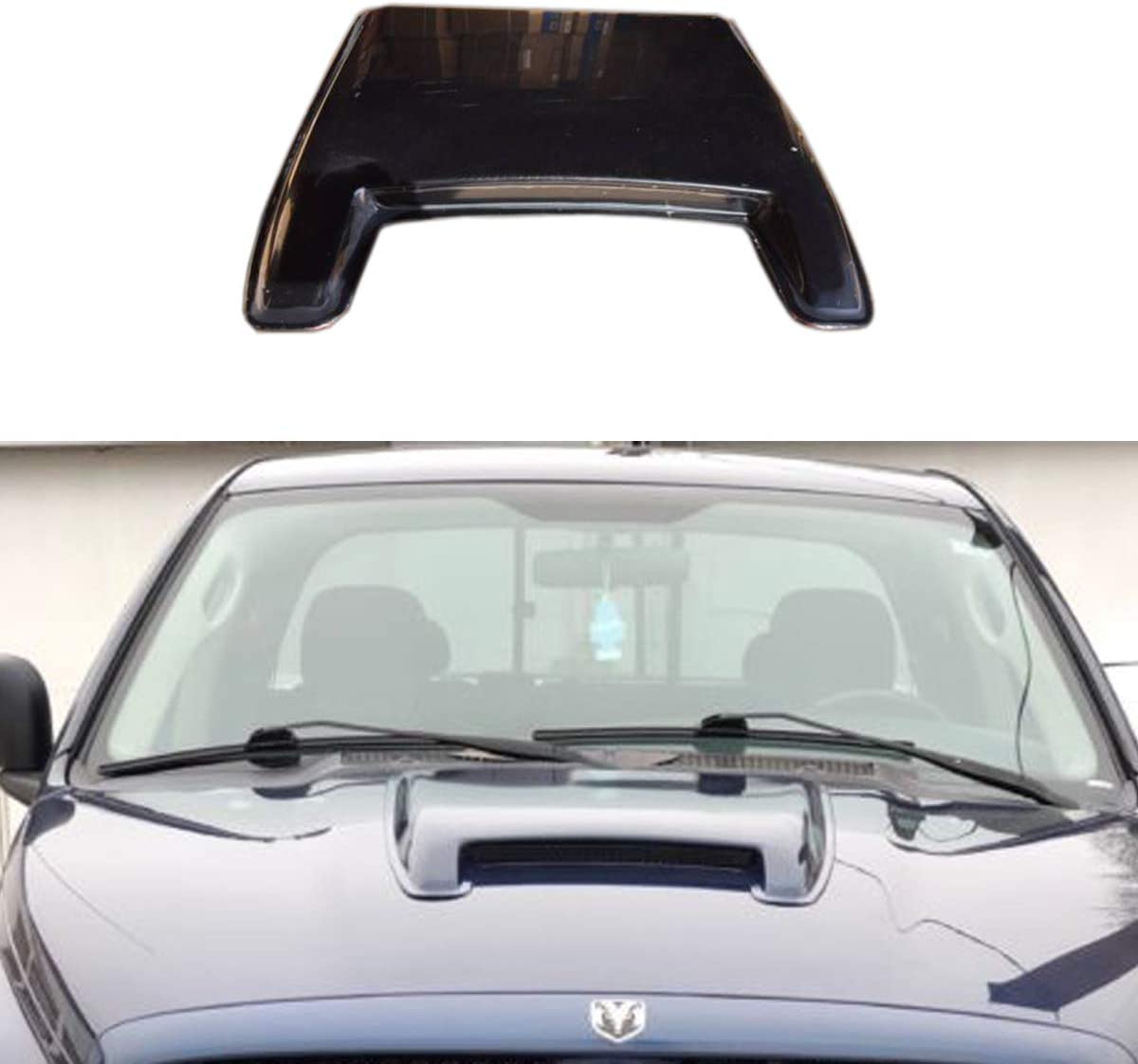 Riseking 1pcs Universal Ram Style Black ABS Paintable Hood Scoop with 3M Foam Tape Compatible with Pickup SUV RK-HS-01