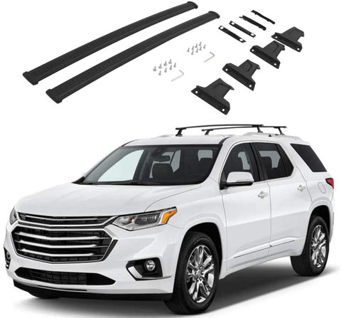 Kingcher 2 Pieces Cross Bars Fit for 2018 2019 2020 Chevrolet Traverse Black Baggage Luggage Roof Rack Crossbars