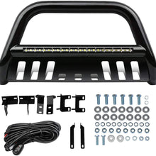 AUTOSAVER88 Bull Bar with LED Light Bar Compatible for 09-18 Dodge RAM 1500/2019-2021 RAM 1500 Classic(Exl Rebel Sport) 3" Tubing Front Grille Brush Push Bumper Guard Include Skid Plate Light Mount