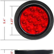 LivTee Waterproof 4" Round Red LED Trailer Lights Tail Brake Stop Turn Parking Light Kit with Grommet and Plug for Boat Trailers RV Jeep Trucks, 2pcs
