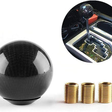 Carbon Fiber Style Gear Shift Knob Universal Shifter Knobs with 3 Adapters Stick Shifter Round Ball Red