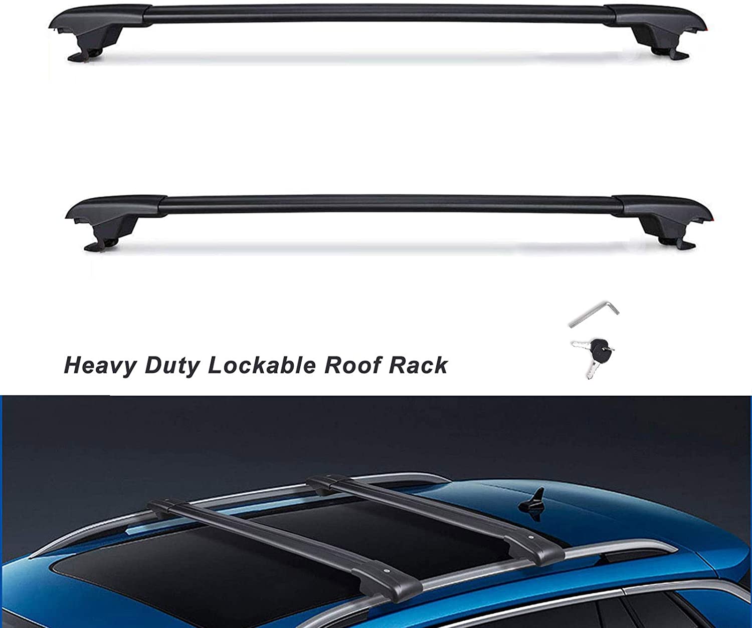 koxuyim Black Matte Heavy Duty Crossbar Max Loading 260lb Roof Rack CrossBars Compatible for Subaru Forester/Crosstrek/Impreza 2014-2019, Anti-Corrosion with Anti-Theft Locks