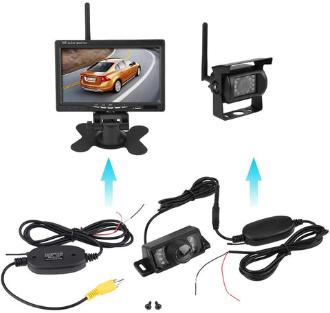 IR LED Wireless Car Reverse Backup Camera Night Vision Wireless RCA Video Transmitter & Receiver IP67 Waterproof 7pcs