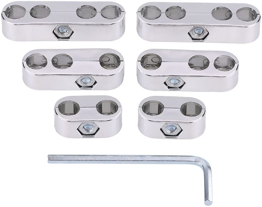 Keenso 7mm / 8mm Spark Plug Wire Separators Divider Looms Ignition Wire Separators Holders for Chevy Ford & Mopar (Silver SI-A0730) (Silver SI-A0730)