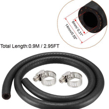 uxcell Fuel Line Hose Rubber 8mm I.D. 0.9M/3Ft Diesel Petrol Hose Engine Pipe Tubing with 2 Clamps