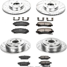Power Stop K2430 Front & Rear Brake Kit with Drilled/Slotted Brake Rotors and Z23 Evolution Ceramic Brake Pads,Silver Zinc Plated