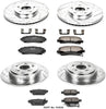 Power Stop K2430 Front & Rear Brake Kit with Drilled/Slotted Brake Rotors and Z23 Evolution Ceramic Brake Pads,Silver Zinc Plated