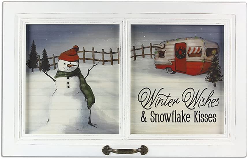 The Lakeside Collection Youngs Wood Winter Camper Wall Window