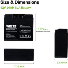 Weize 12V 20AH Lead Acid Battery Replace UB12200 FM12200 6fm20 EXP12200 12V 20AH 22AH Batteries