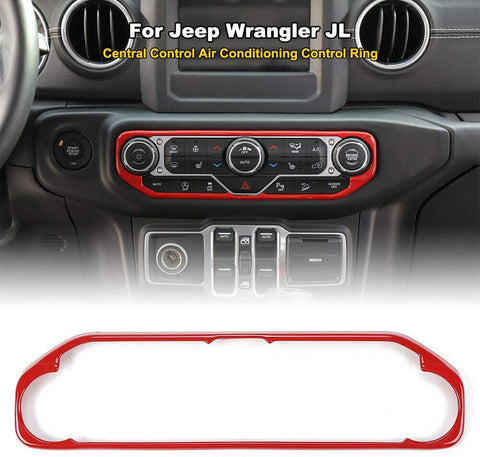 RT-TCZ Red Center Control Air Conditioner Switch Cover Trim Frame for 2018-2020 Jeep Wrangler JL JLU