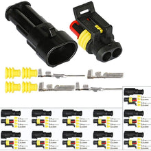 HIFROM 5 Kit 2 Pin Way Waterproof Electrical Connector 1.5mm Series Terminals Heat Shrink Quick Locking Wire Harness Sockets 20-16 AWG